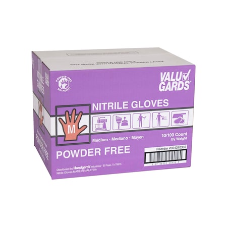 Valugards Valugards Purple, Disposable Gloves, Nitrile, Powder-Free, M, 1000 PK, Purple 304340332